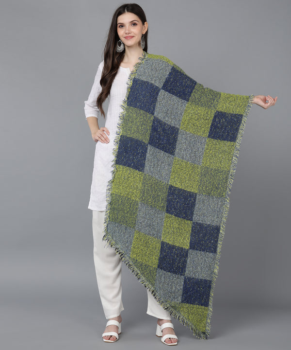Jayri 100% Soft Woolen Women's Stole Winter Round Stoles. Moss Green