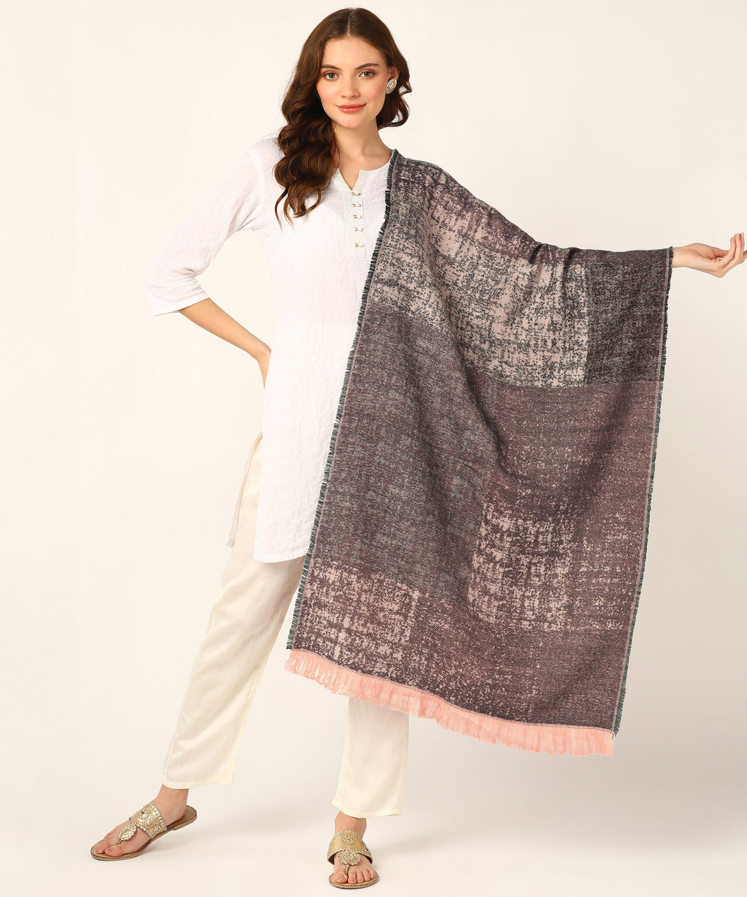 Jayri 100% Soft Woolen Women's Stole Winter Round Stoles, Red blue