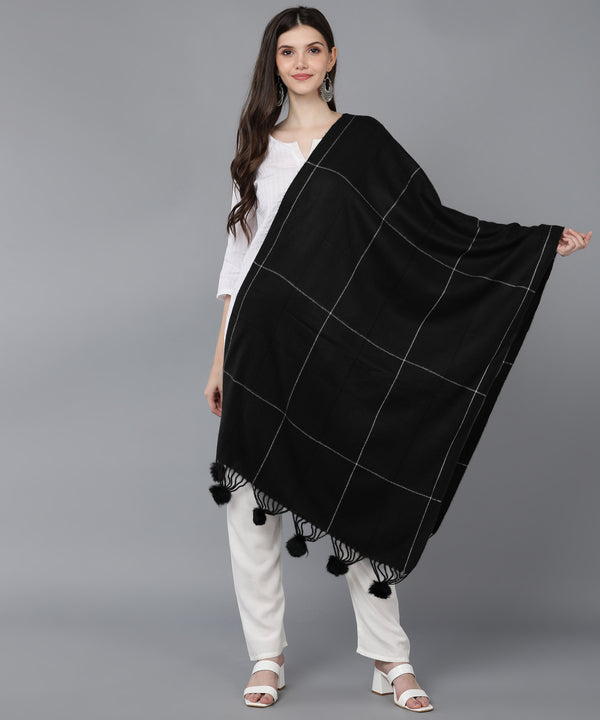 Jayri 100% Soft Woolen Women's Stole Winter Round Stoles,Black