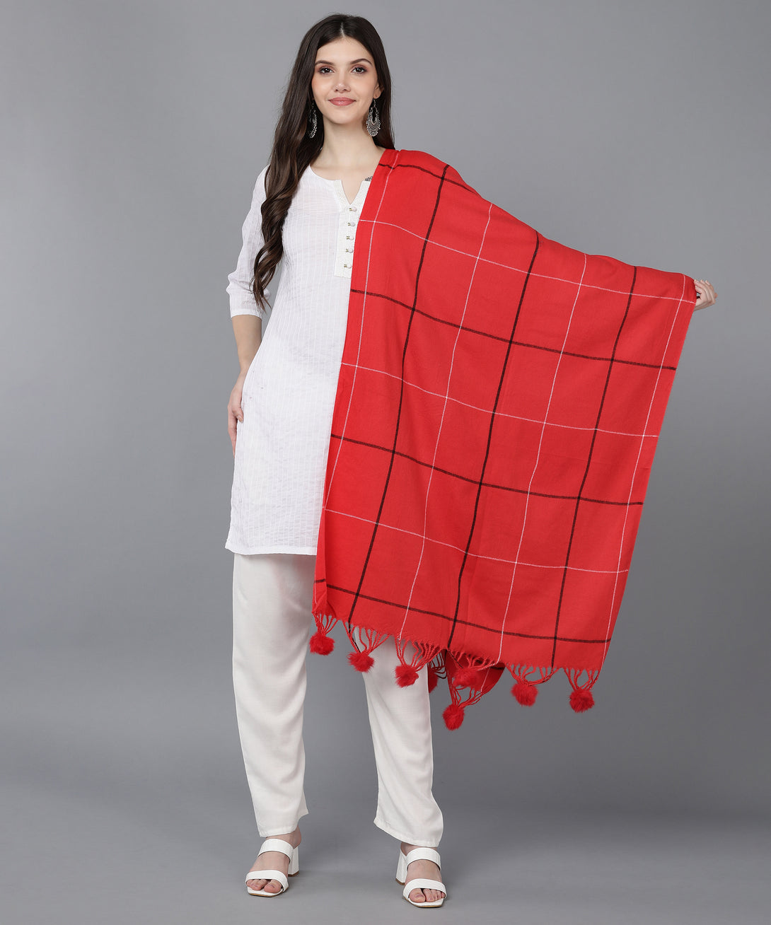 Jayri 100% Soft Woolen Women's Stole Winter Round Stoles Maroon