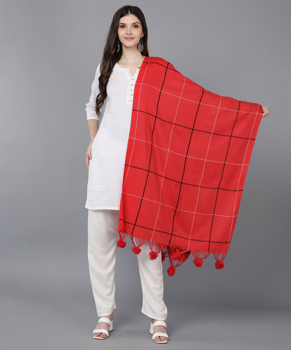 Jayri 100% Soft Woolen Women's Stole Winter Round Stoles Red