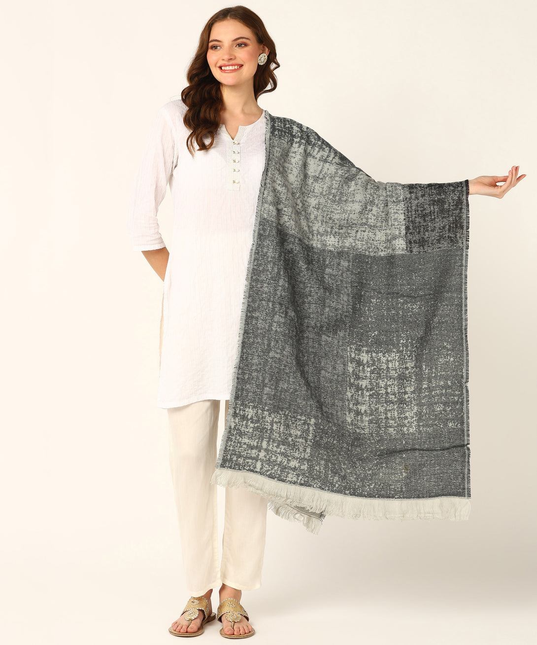 Jayri 100% Soft Woolen Women's Stole Winter Round Stoles, Red blue