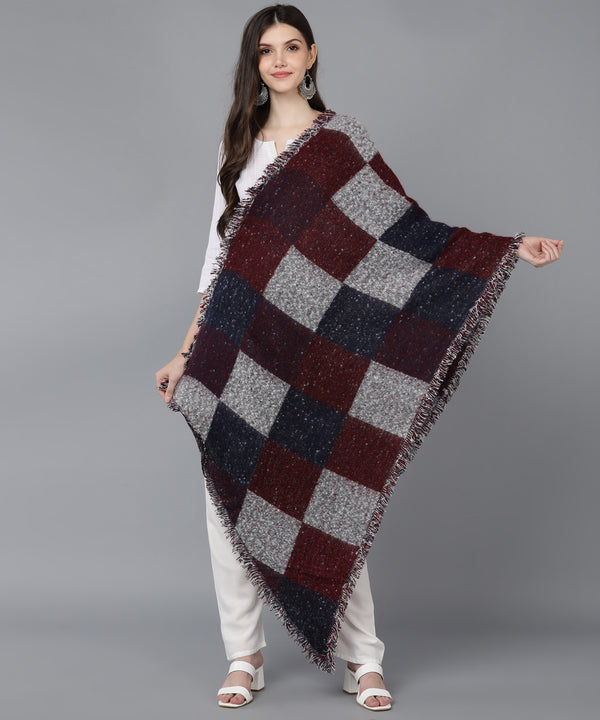 Jayri 100% Soft Woolen Women's Stole Winter Round Stoles Red