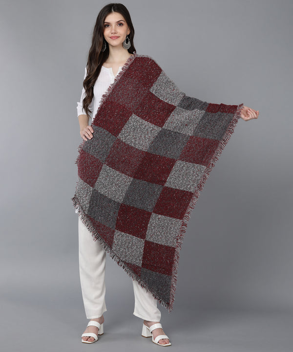 Jayri 100% Soft Woolen Women's Stole Winter Round Stoles Maroon
