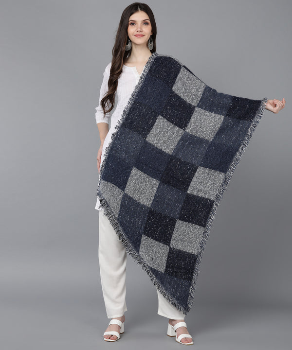 Jayri 100% Soft Woolen Women's Stole Winter Round Stoles Navy