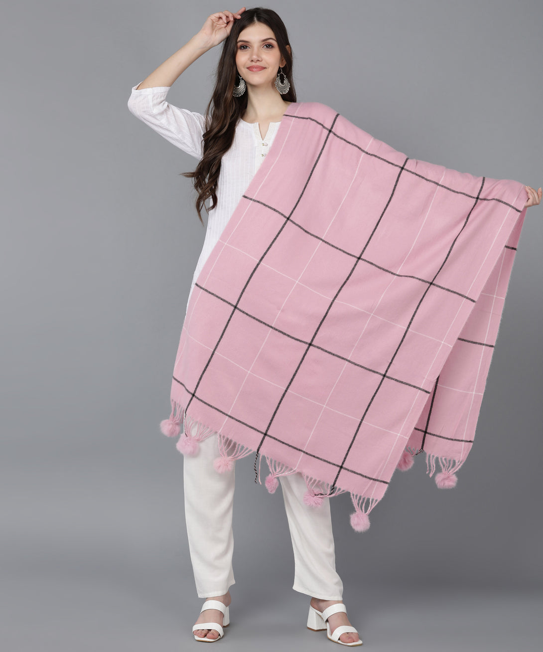 Jayri 100% Soft Woolen Women's Stole Winter Round Stoles Maroon