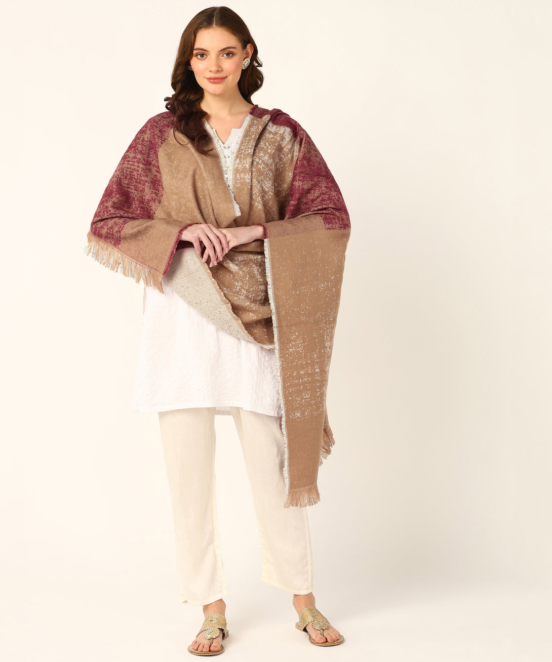 Jayri 100% Soft Woolen Women's Stole Winter Round Stoles Metallic Blue