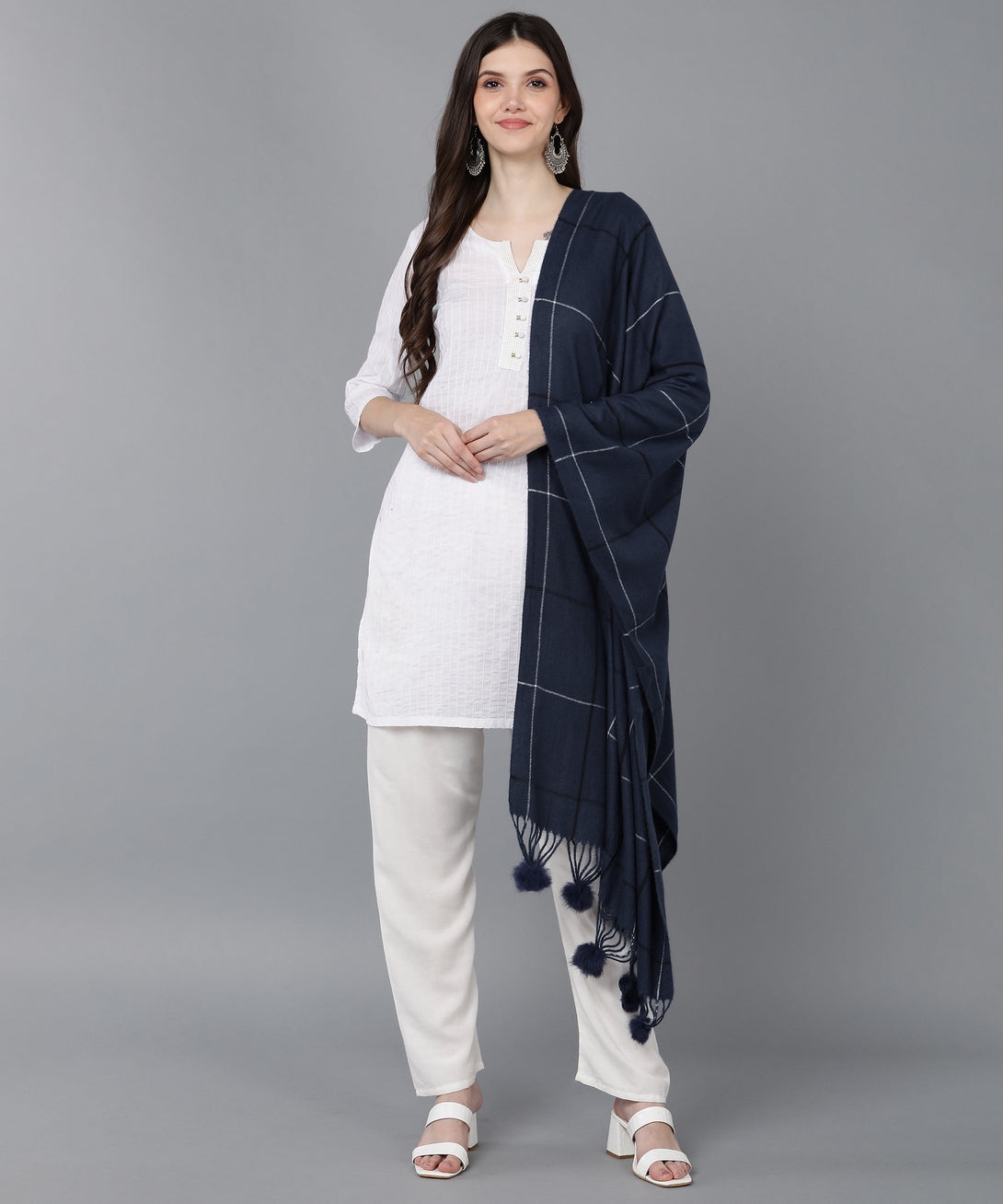 Jayri 100% Soft Woolen Women's Stole Winter Round Stoles, Black