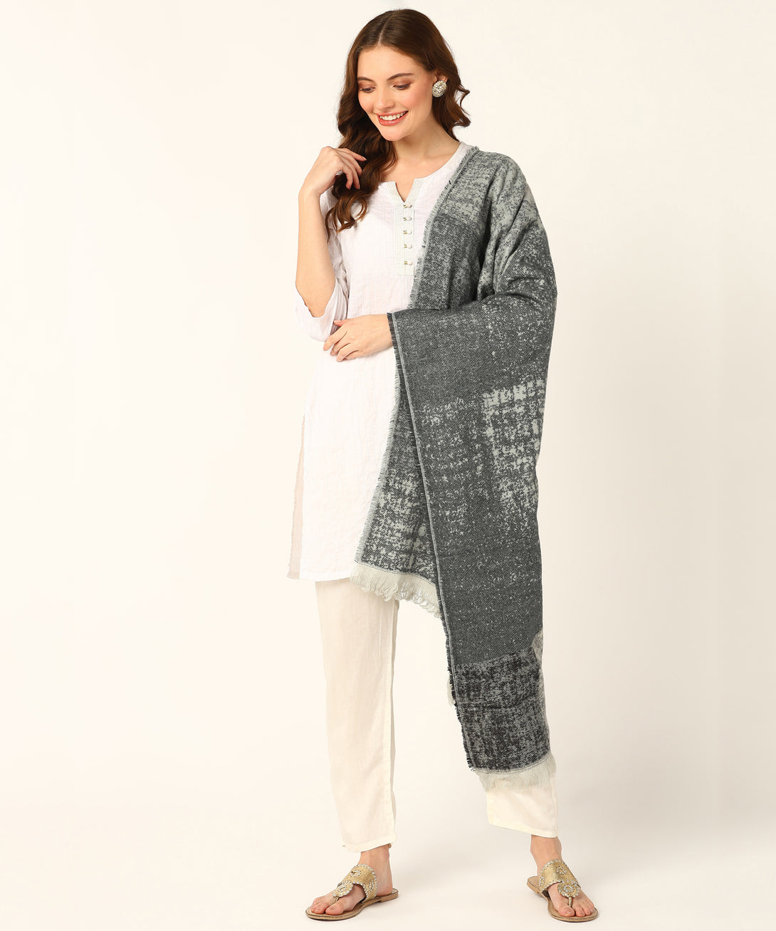 Jayri 100% Soft Woolen Women's Stole Winter Round Stoles, Red blue