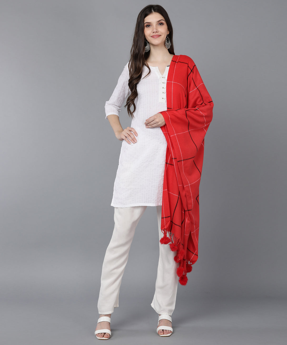 Jayri 100% Soft Woolen Women's Stole Winter Round Stoles Maroon