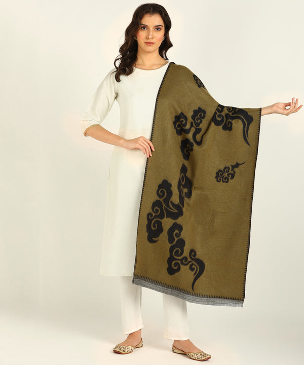 Jayri 100% Soft Woolen Women's Stole Winter Round Stoles Field Drab