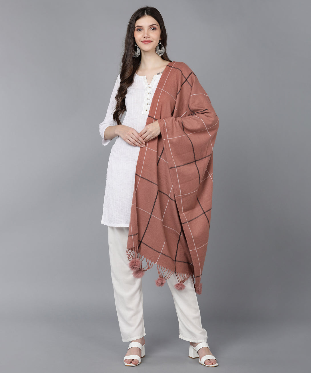 Jayri 100% Soft Woolen Women's Stole Winter Round Stoles Maroon