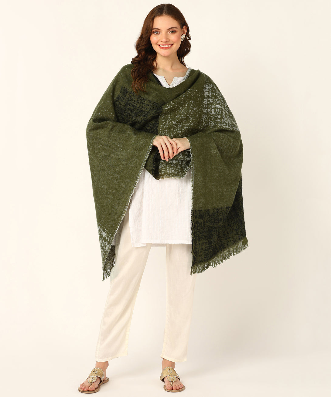 Jayri 100% Soft Woolen Women's Stole Winter Round Stoles Metallic Blue