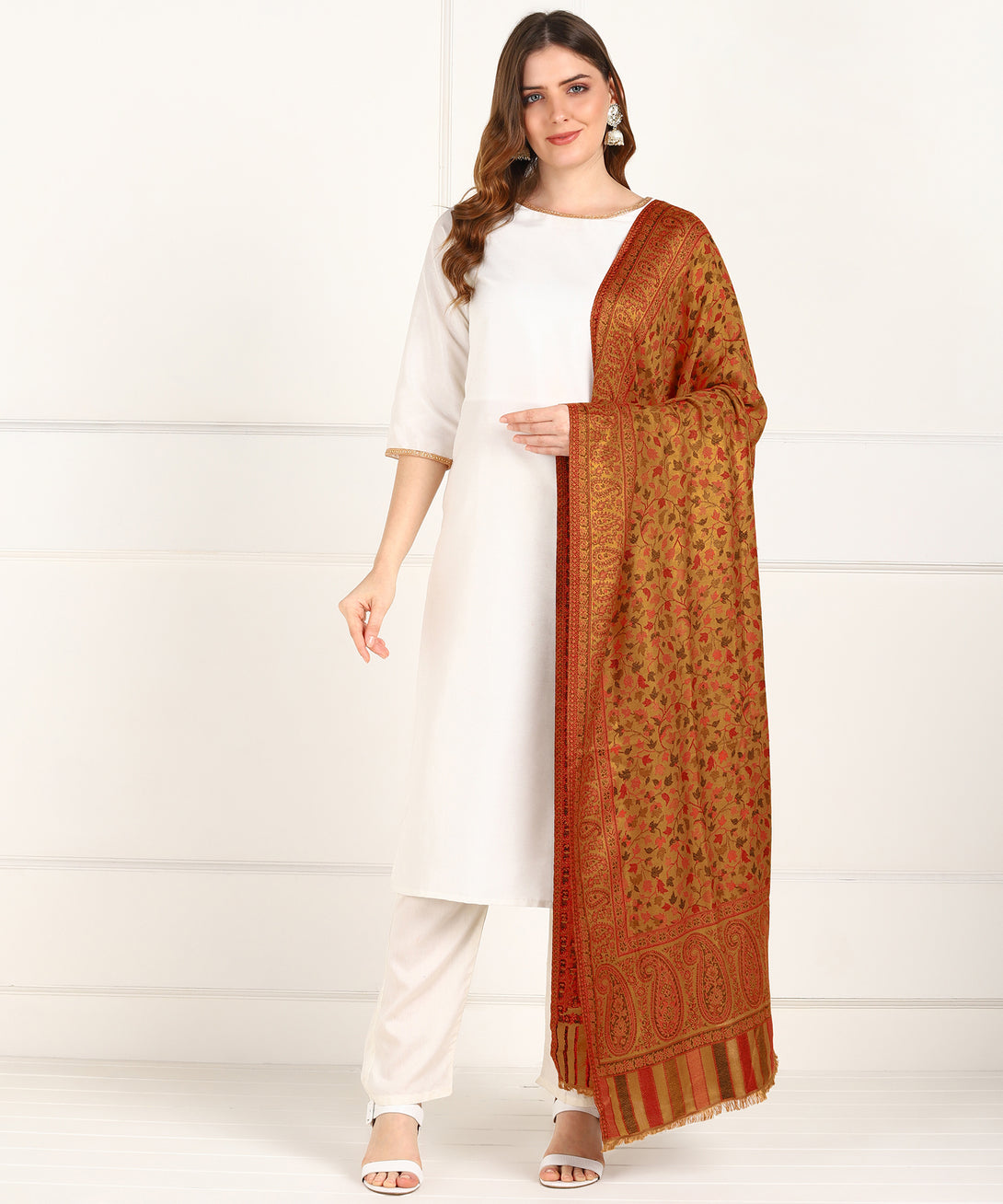 Jayri Women Pure Wool Shawl| Shawl For Women| Warm Woolen Winters Styles BEIGE