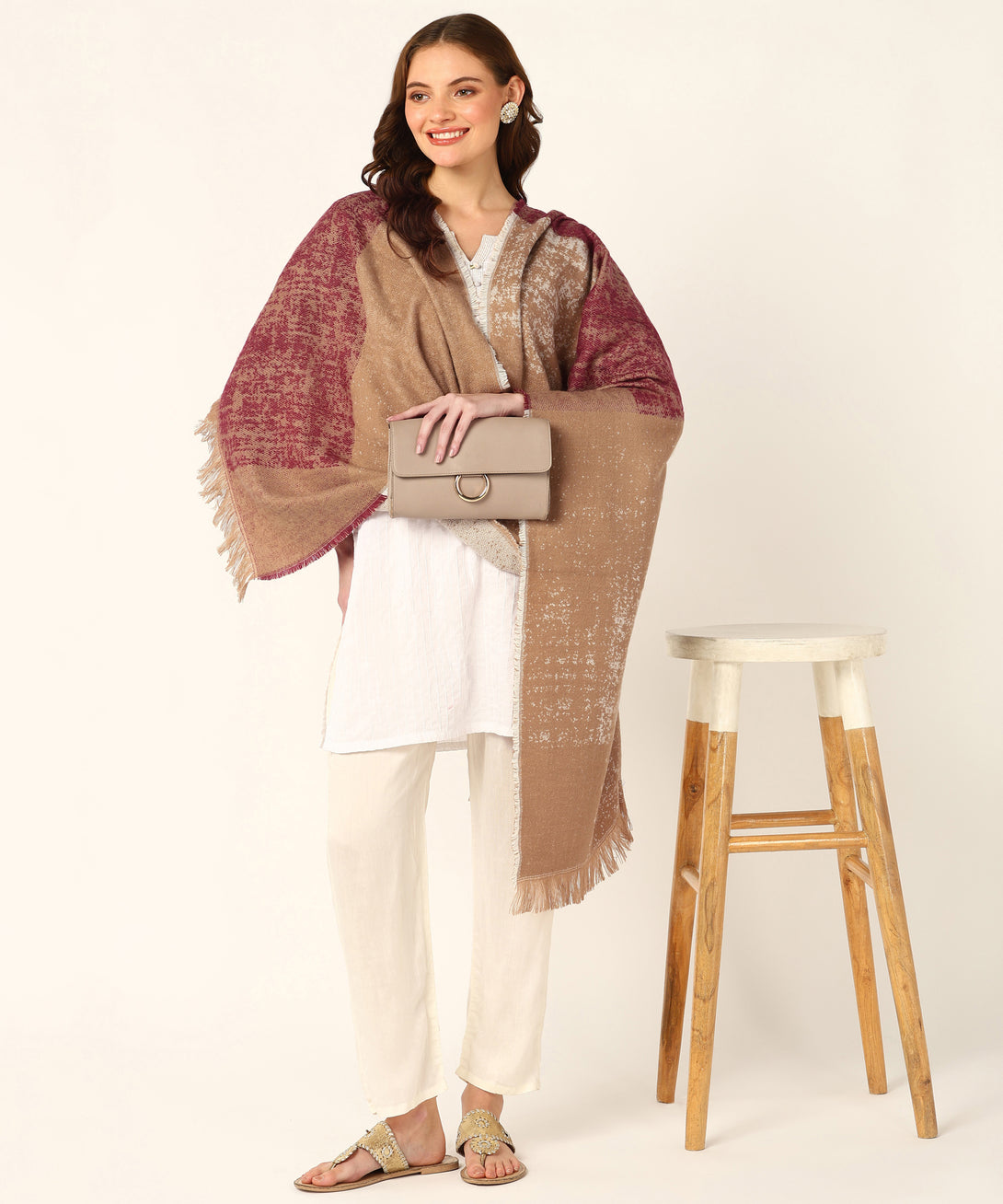 Jayri 100% Soft Woolen Women's Stole Winter Round Stoles Metallic Blue