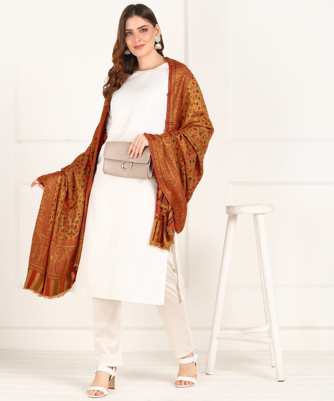 Jayri Women Pure Wool Shawl| Shawl For Women| Warm Woolen Winters Styles BEIGE