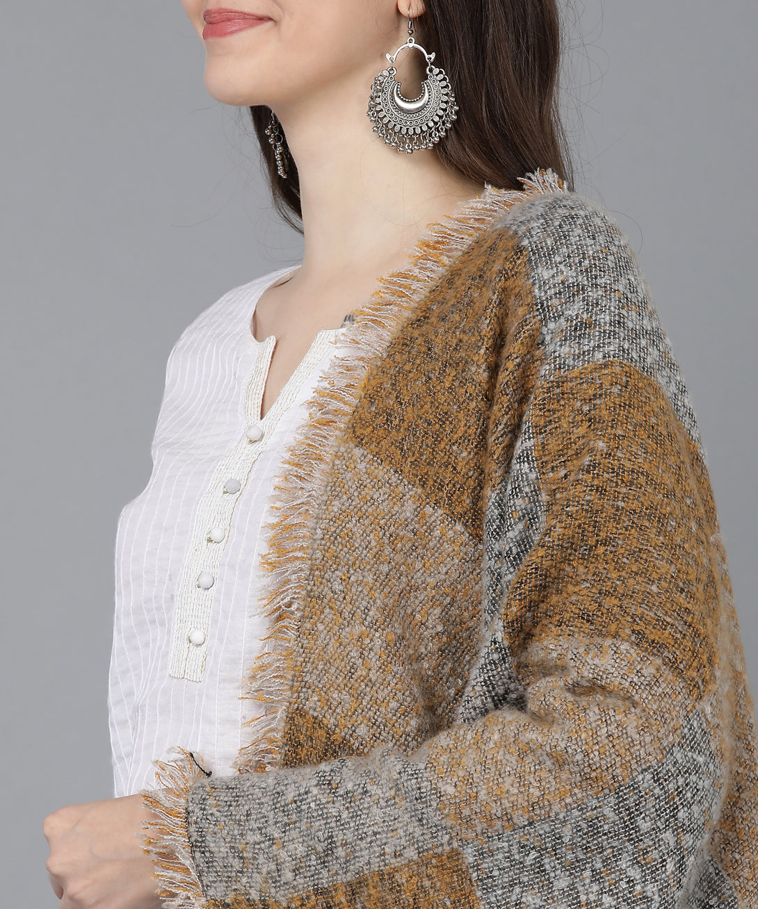 Jayri 100% Soft Woolen Women's Stole Winter Round Stoles Light Grey