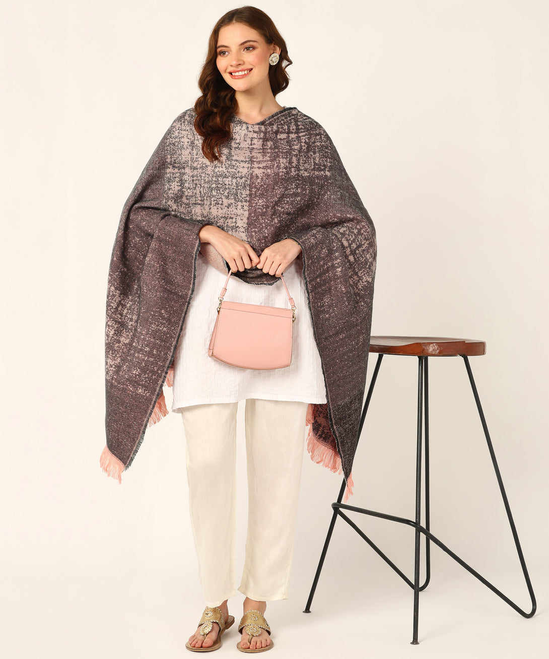 Jayri 100% Soft Woolen Women's Stole Winter Round Stoles, Red blue