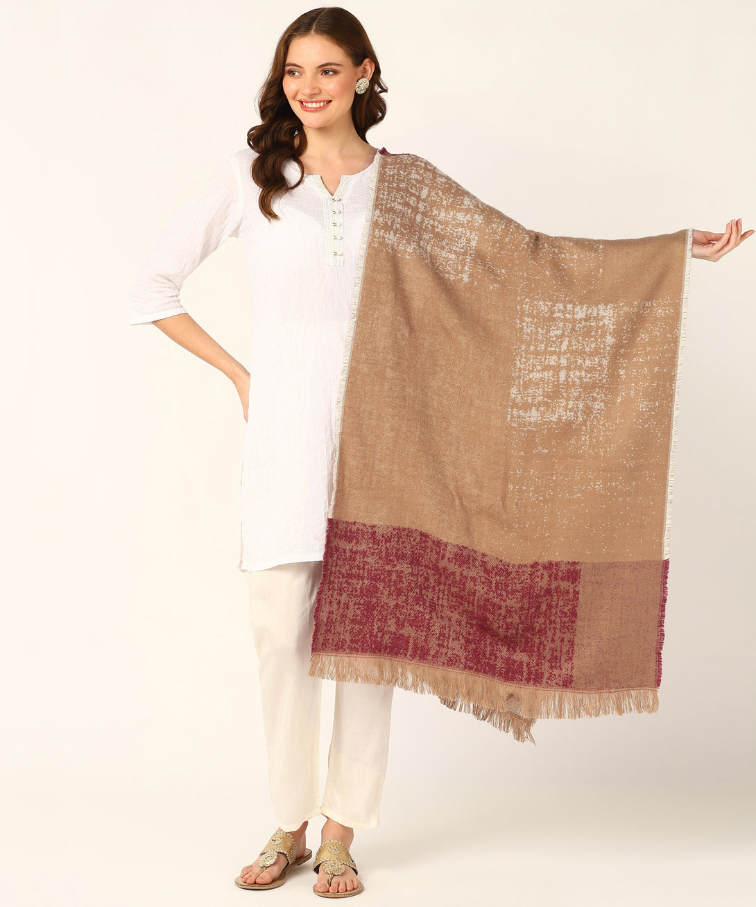 Jayri 100% Soft Woolen Women's Stole Winter Round Stoles Metallic Blue