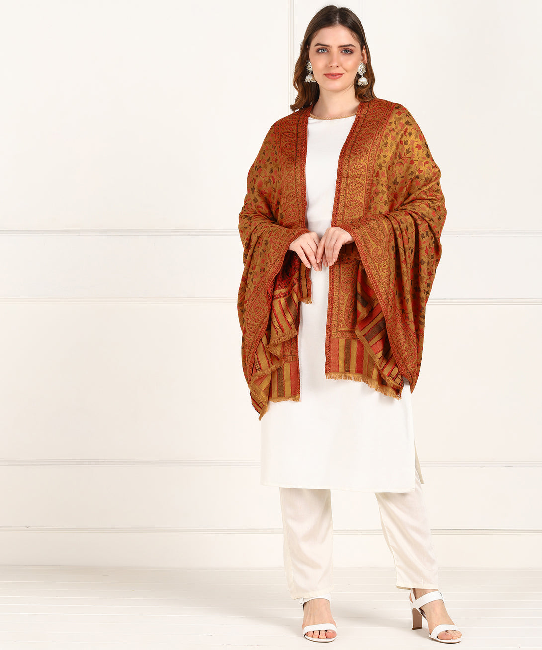 Jayri Women Pure Wool Shawl| Shawl For Women| Warm Woolen Winters Styles BEIGE