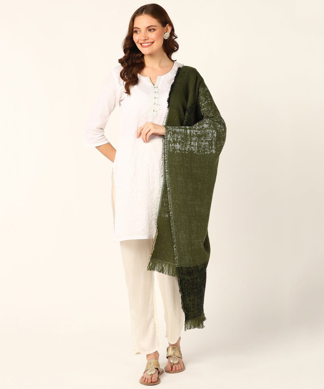 Jayri 100% Soft Woolen Women's Stole Winter Round Stoles Metallic Blue