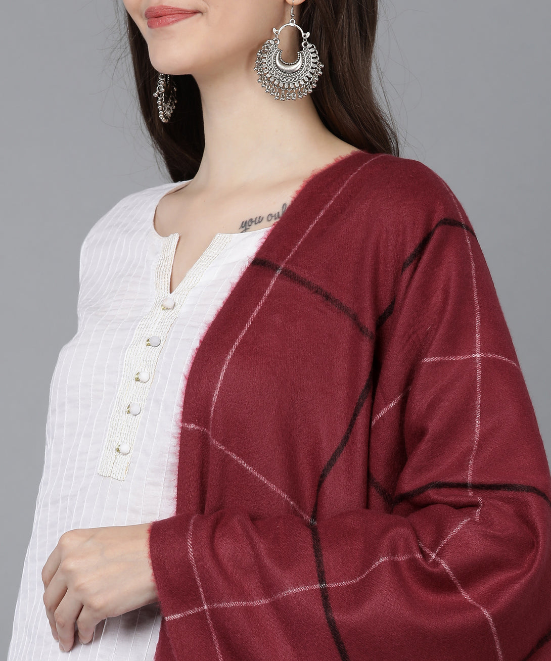 Jayri 100% Soft Woolen Women's Stole Winter Round Stoles Maroon