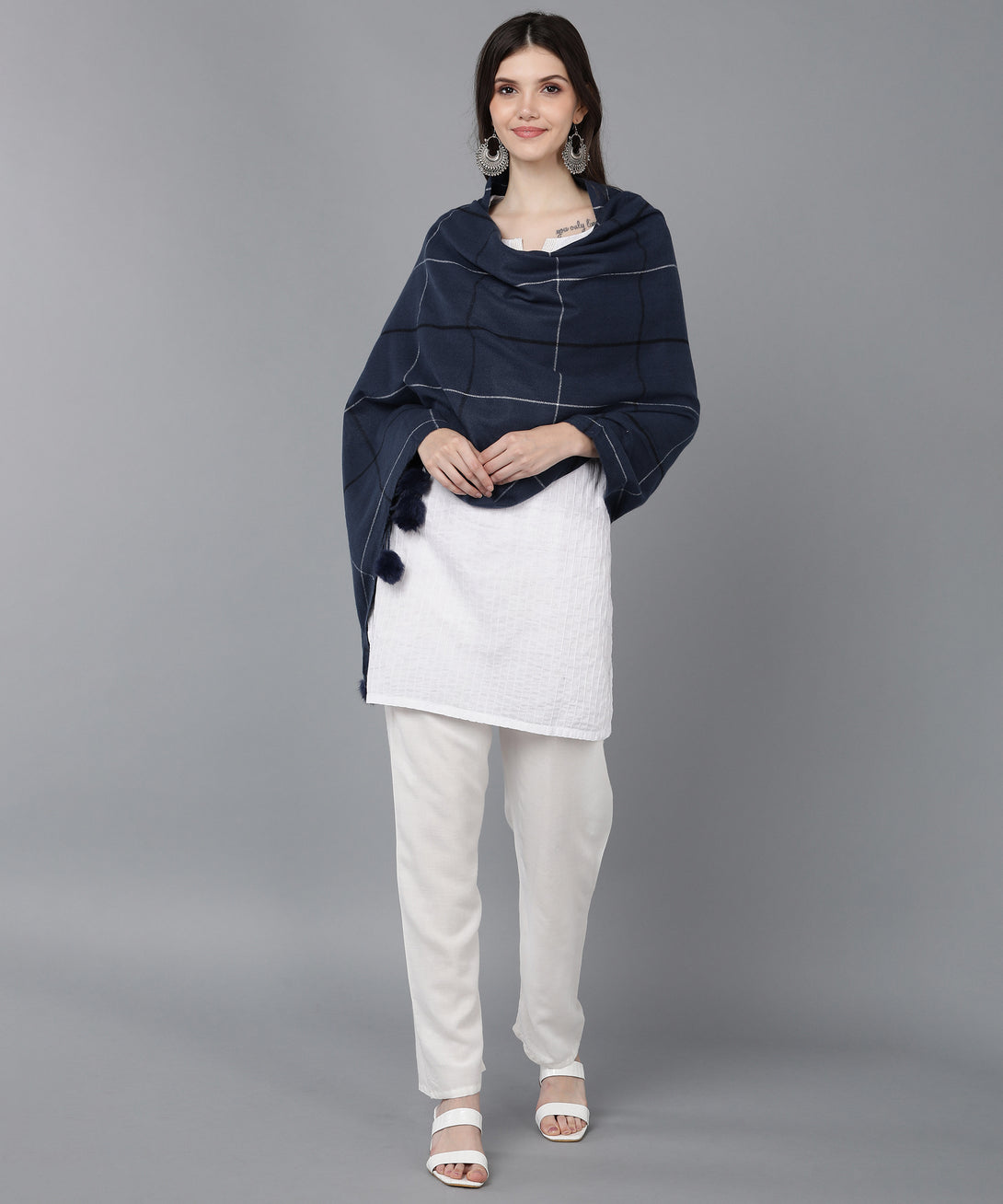 Jayri 100% Soft Woolen Women's Stole Winter Round Stoles, Black