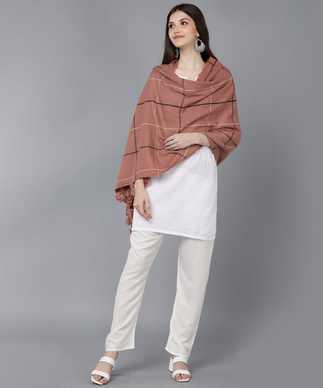 Jayri 100% Soft Woolen Women's Stole Winter Round Stoles Maroon