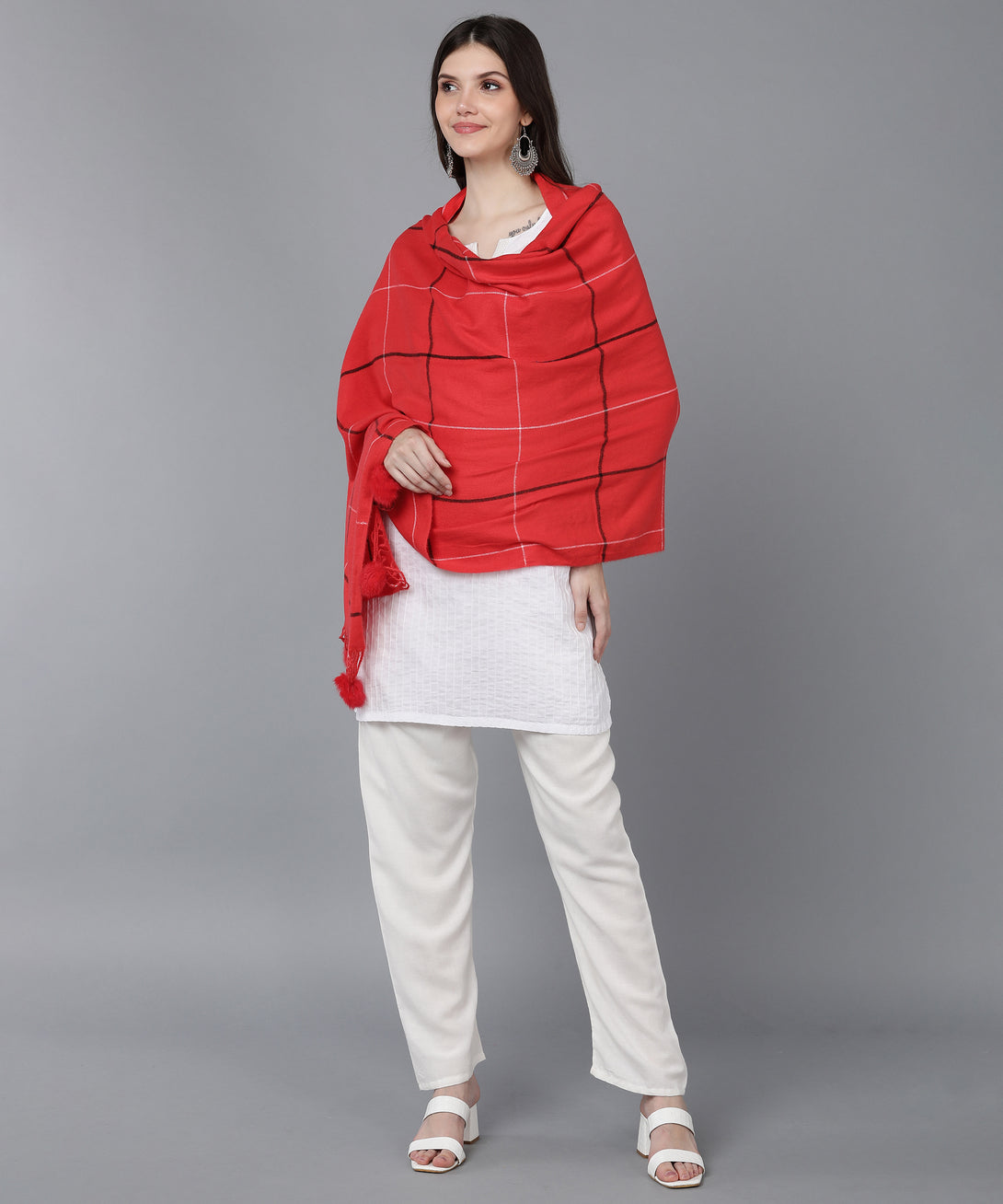 Jayri 100% Soft Woolen Women's Stole Winter Round Stoles Maroon