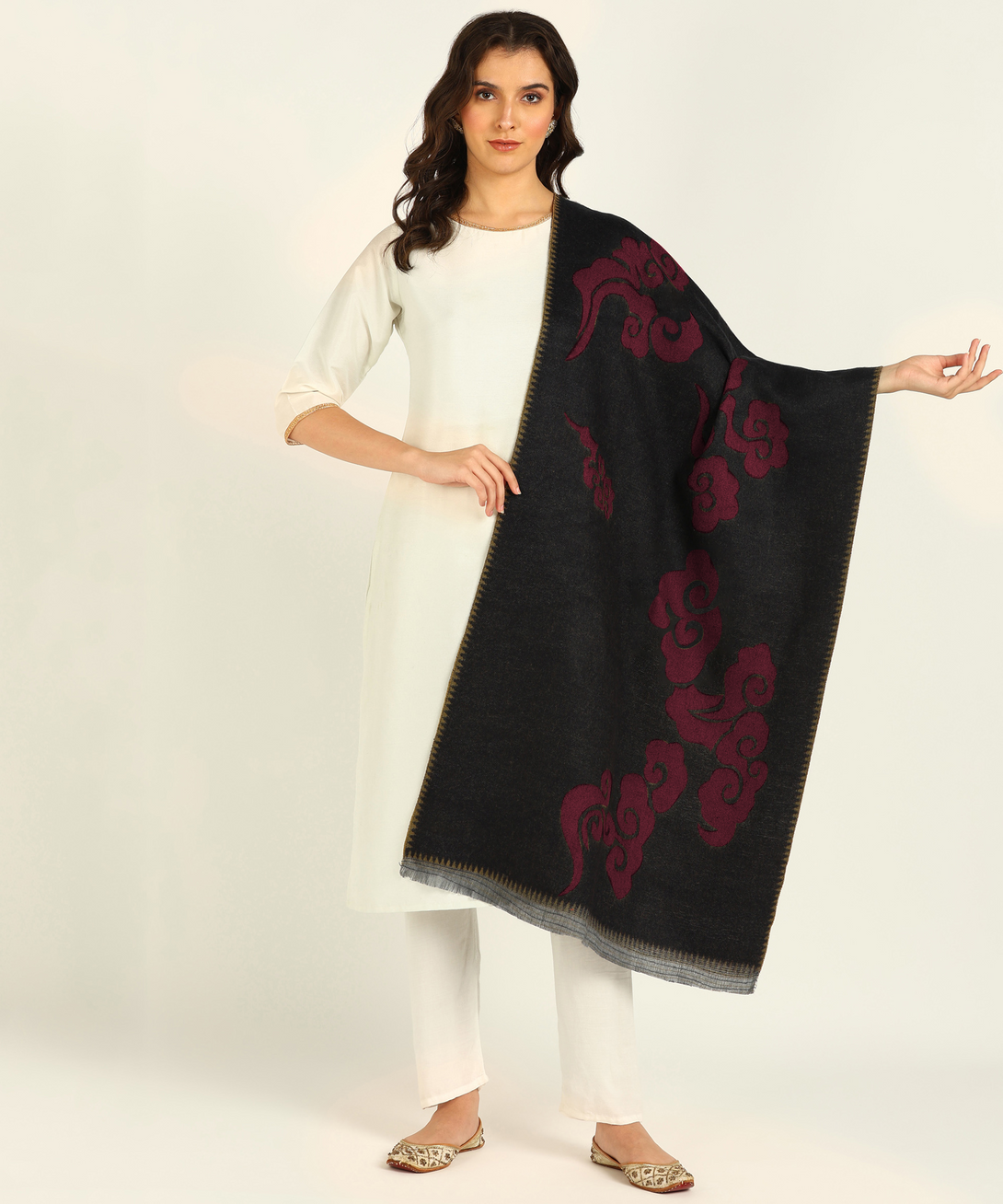 Jayri 100% Soft Woolen Women's Stole Winter Round Stoles, Green