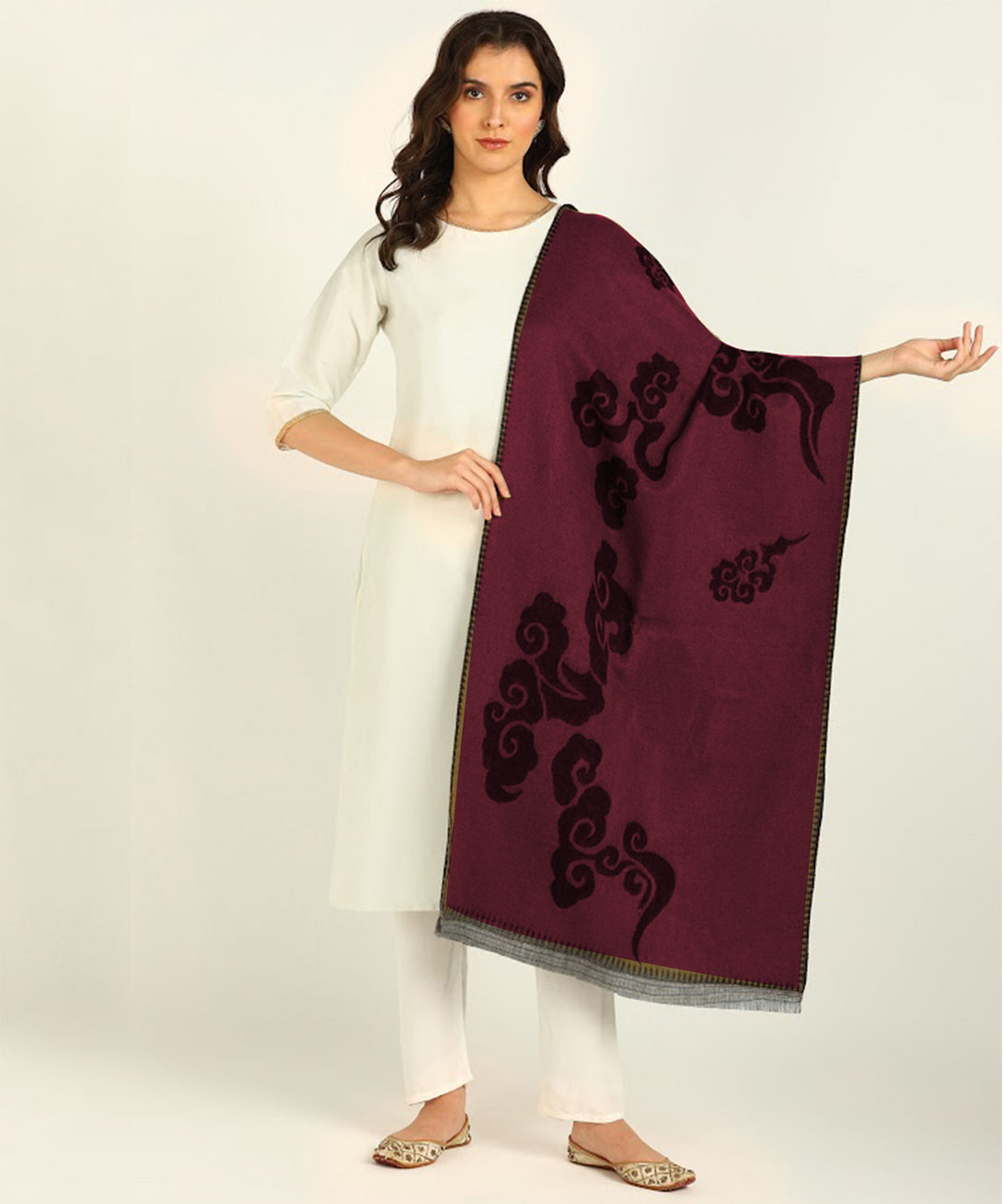 Jayri 100% Soft Woolen Women's Stole Winter Round Stoles, Green