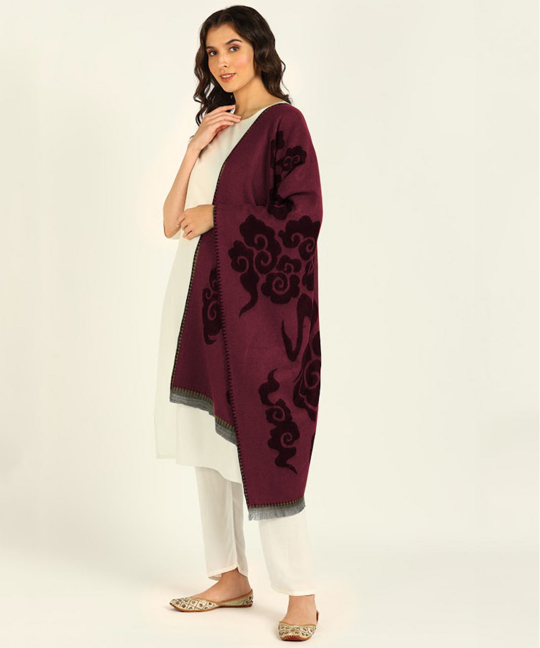 Jayri 100% Soft Woolen Women's Stole Winter Round Stoles, Green