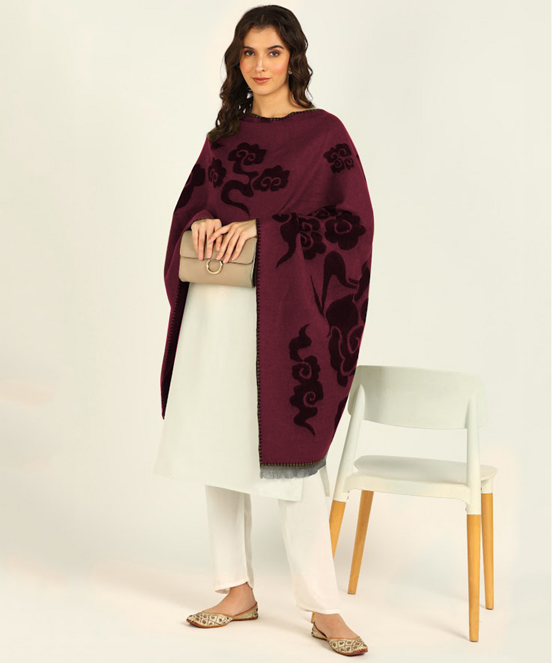 Jayri 100% Soft Woolen Women's Stole Winter Round Stoles, Green