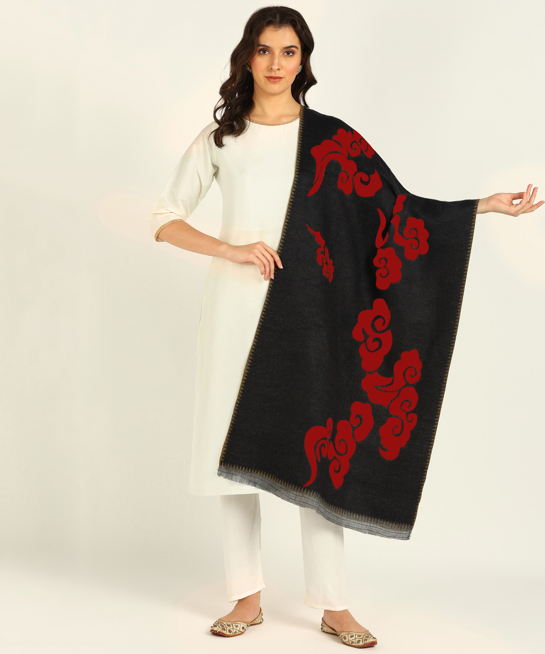 Jayri 100% Soft Woolen Women's Stole Winter Round Stoles, Red