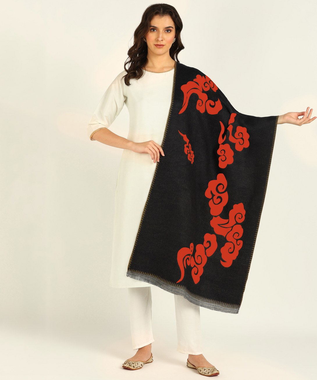 Jayri 100% Soft Woolen Women's Stole Winter Round Stoles, Red