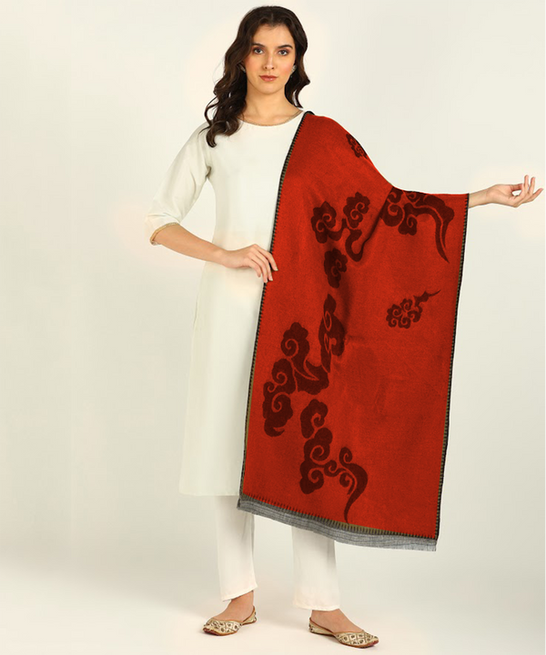 Jayri 100% Soft Woolen Women's Stole Winter Round Stoles Dark Pastel Red